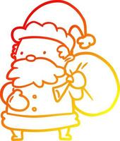 warm gradient line drawing santa claus vector