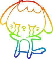 rainbow gradient line drawing cartoon crying dog vector