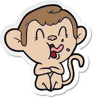 sticker of a crazy cartoon monkey vector