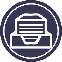 icono circular de pila de papel de oficina vector