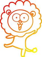 warm gradient line drawing happy cartoon lion vector