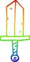 rainbow gradient line drawing cartoon golden dagger vector