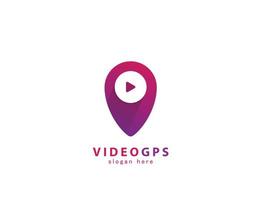 Video gps map pointer logo vector