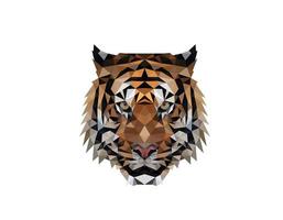 Polygonal Tiger Head Logo Design Illustration