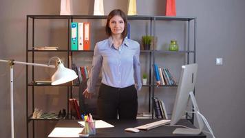 Desk exercises. Still life. Health work. Raise the hands backwards 5 times. video