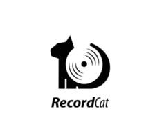 Record cat design logo