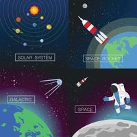 Universe banner set, flat style vector