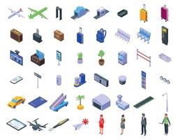 Airlines icons set, isometric style vector