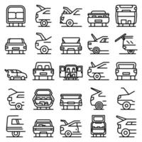 Trunk car icons set, outline style vector