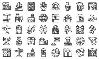 Croatia icons set outline vector. Split zagreb vector