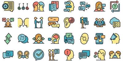 Discussion icons set vector flat