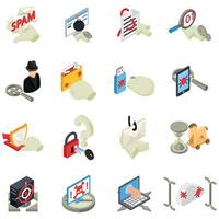 Data protection icons set, isometric style vector