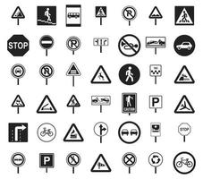 Road sings icon set, simple style vector