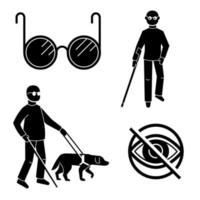 Blind people icons set, simple style vector