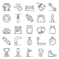 Boxing icons set, outline style vector