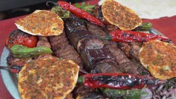 Mixed grill serving platter. Turkish food culture. video