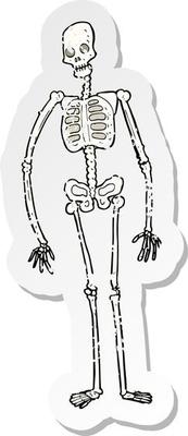 retro distressed sticker of a cartoon spooky skeleton