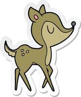 sticker of a cartoon cute deer vector