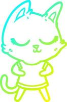 cold gradient line drawing calm cartoon cat vector
