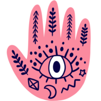 dibujos animados lindo astrología mano y ojo clipart. png