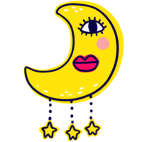 Cartoon cute astrology moon and star and eye clipart. png