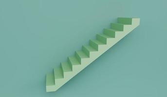 3d Render Green Spring Rain color Stairs on Green Sheen Background photo