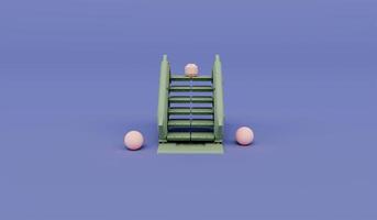 3d Render Greenish Grey Blue color Stairs on purple Background photo