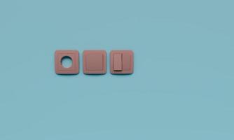 three light switch on a light 3d render. font view. photo