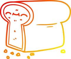 warm gradient line drawing cartoon loaf of bread vector