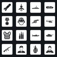 War icons set squares vector