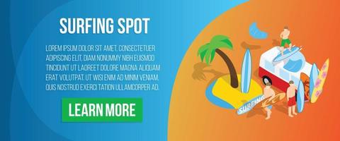 Surfing spot concept banner, isometric style vector