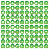 100 iconos de centro infantil establecer círculo verde vector