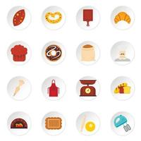 Bakery set flat icons vector