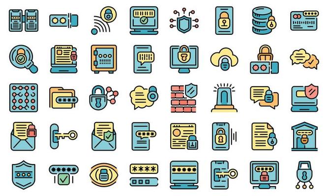 Password protection icons set vector flat