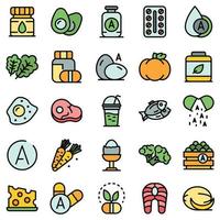 Vitamin a icons set vector flat