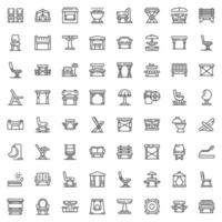 Outdoor furniture icons set outline vector. Garden deck vector