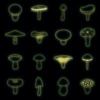 Mushroom icons set vector neon