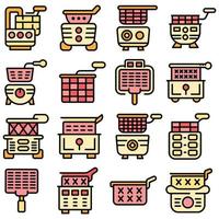 Deep fryer icons set vector flat