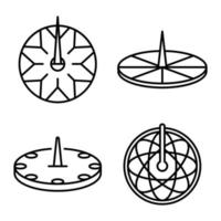 Sundial icons set, outline style vector