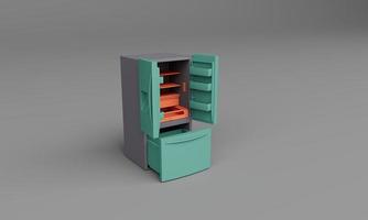 Refrigerator with handles 3d render illustration photo