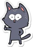 sticker of a cartoon cat giving thumbs up vector