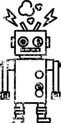 malfunctioning robot distressed icon