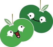 flat color retro cartoon apples vector