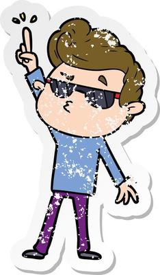 distressed sticker of a cartoon cool guy