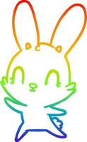 rainbow gradient line drawing cute cartoon rabbit dancing vector