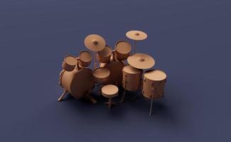 drum 3d render illustration on Blue Zodiac color background photo