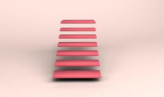 3d Render dark pink color Stairs on light pink Background photo