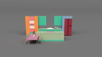 kitchen cabinet 3d render illustration photo