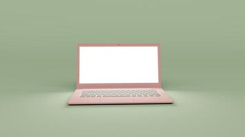 laptop with white screen 3d render illustration with background photo