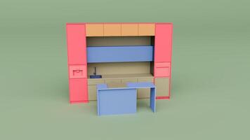 kitchen cabinet 3d render illustration photo